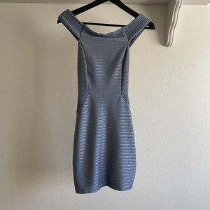 Topshop Blue Gray Off the Shoulder Dress Bodycon Sleeveless Size 2